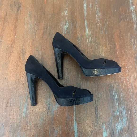 Stuart Weitzman Women's High Block Heels Pump Peep Toes Shoes Size 8 - Picture 7 of 10